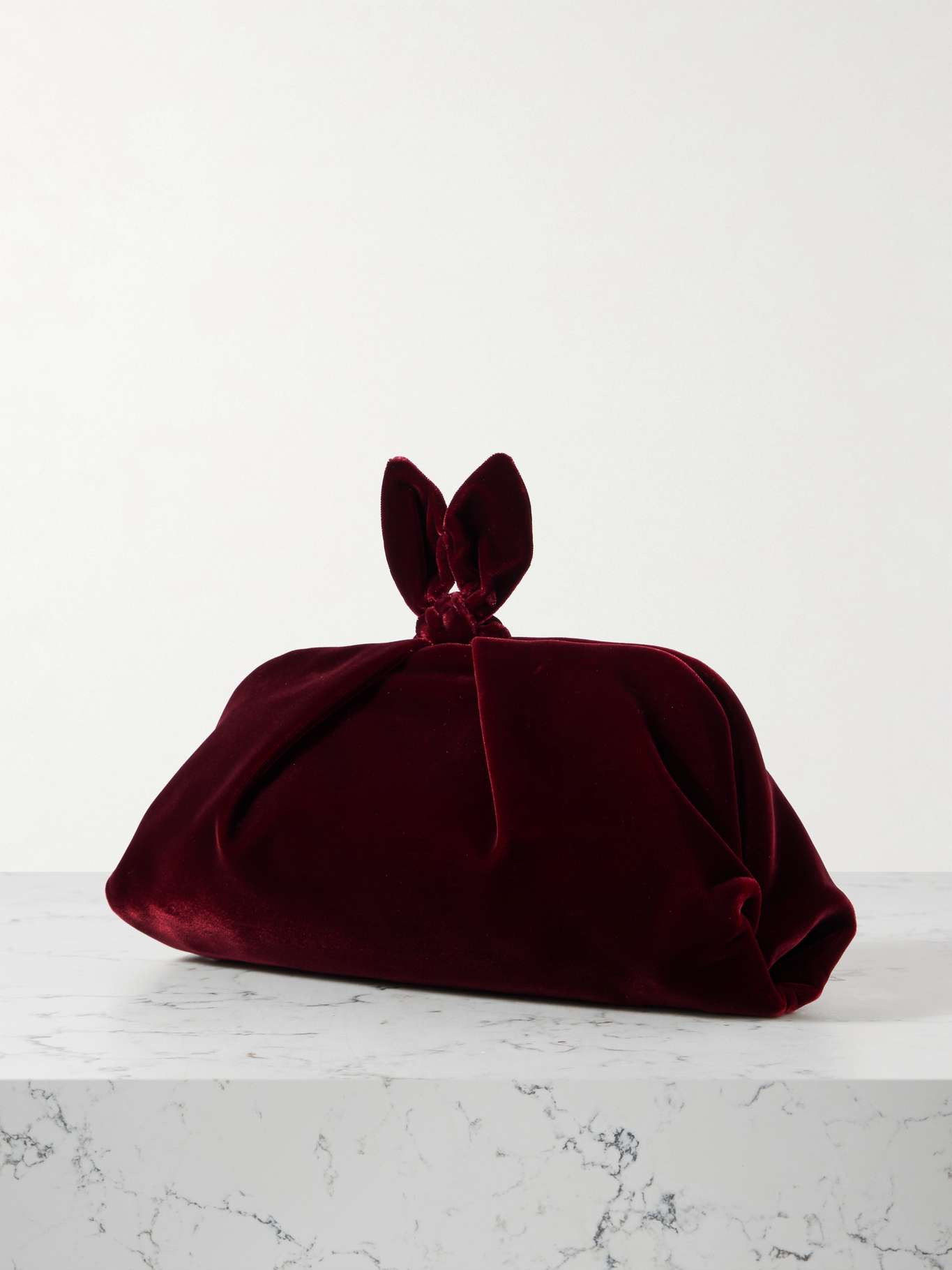 Bow Tie pleated velvet clutch Red - 3