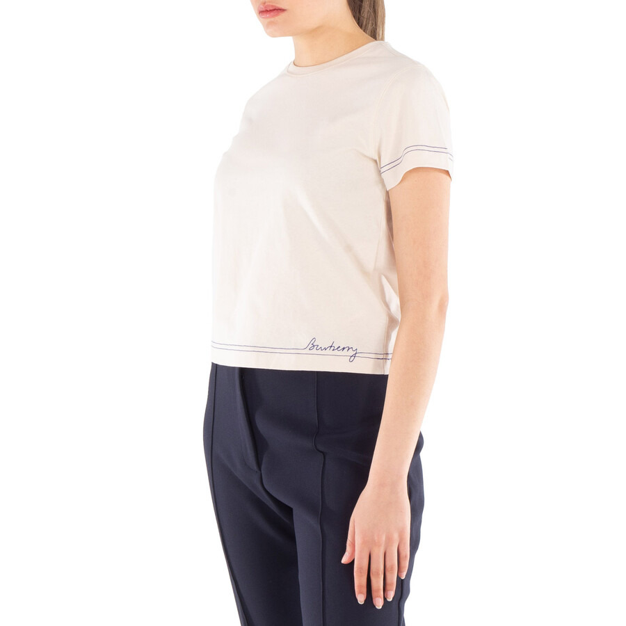 Burberry Logo Embroidered Cotton T-Shirt - 2