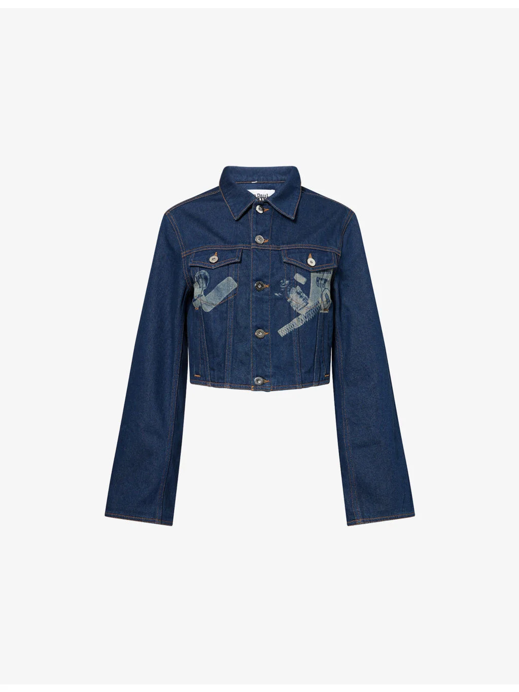 Printed Cropped Denim Jacket - 1