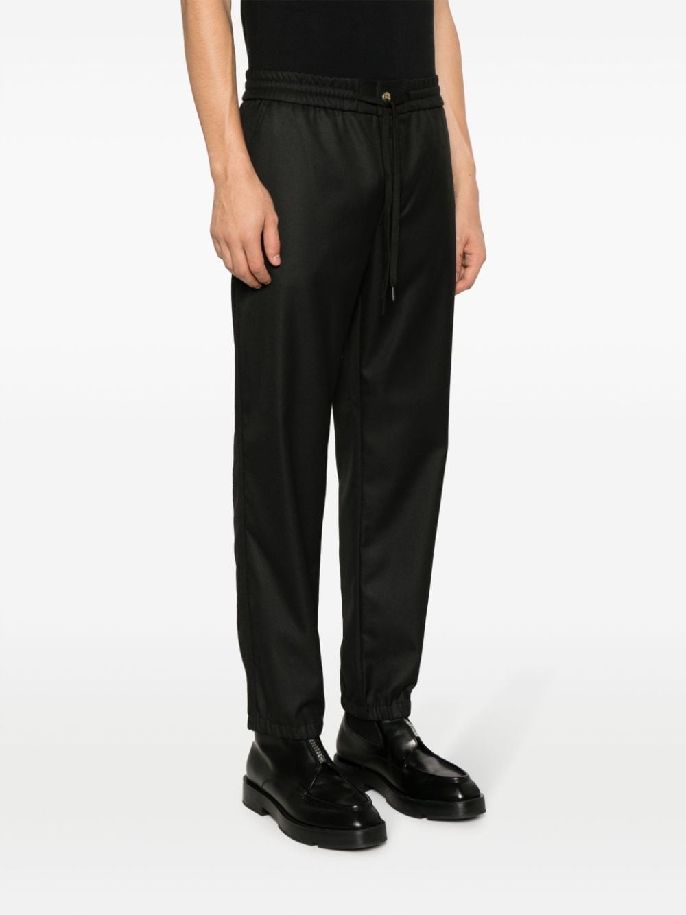 logo-patch drawstring straight-leg trousers - 3