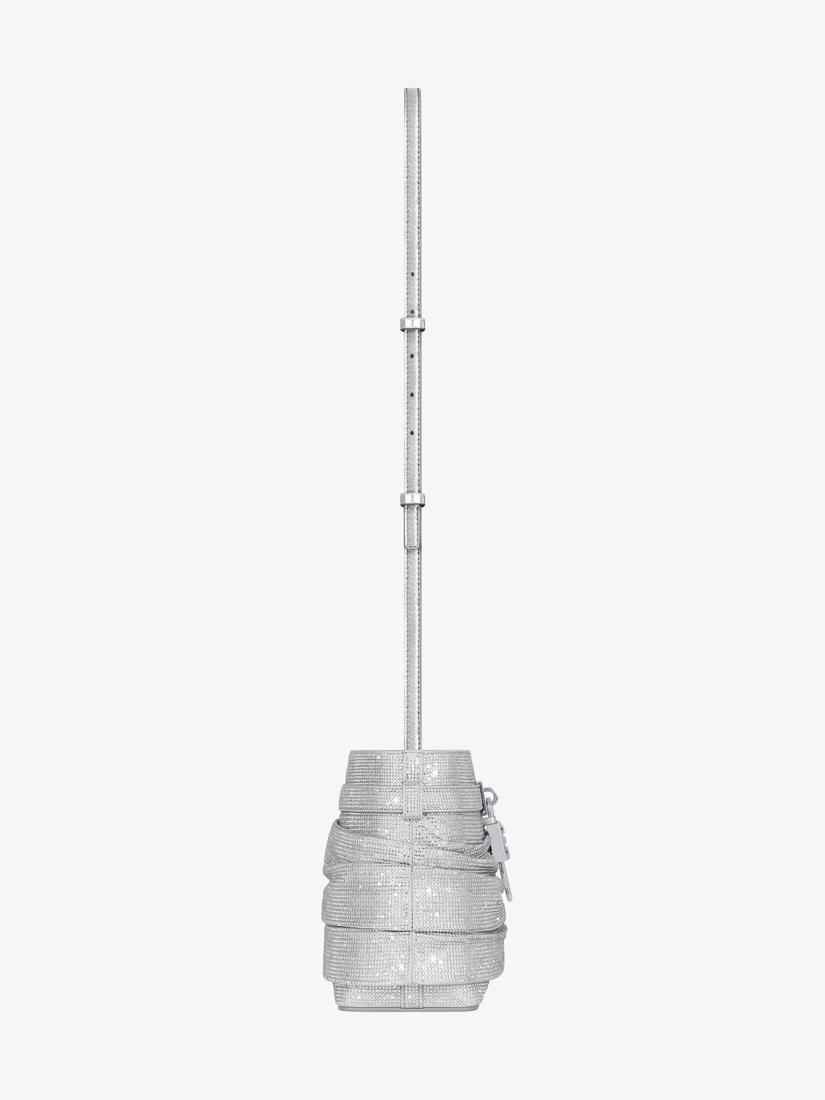 SHARK LOCK BUCKET BAG IN SATIN WITH STRASS - 4