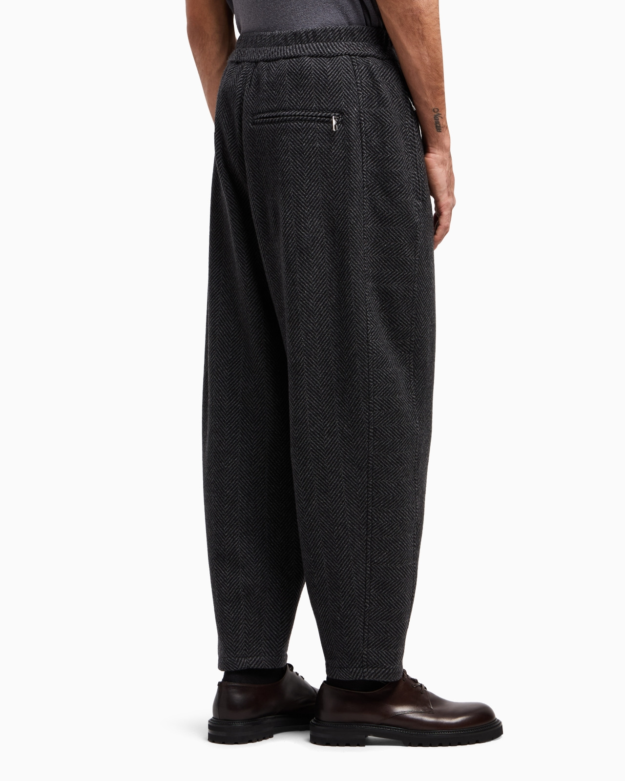 CHEVRON CASHMERE FLAT-FRONT TROUSERS - 3