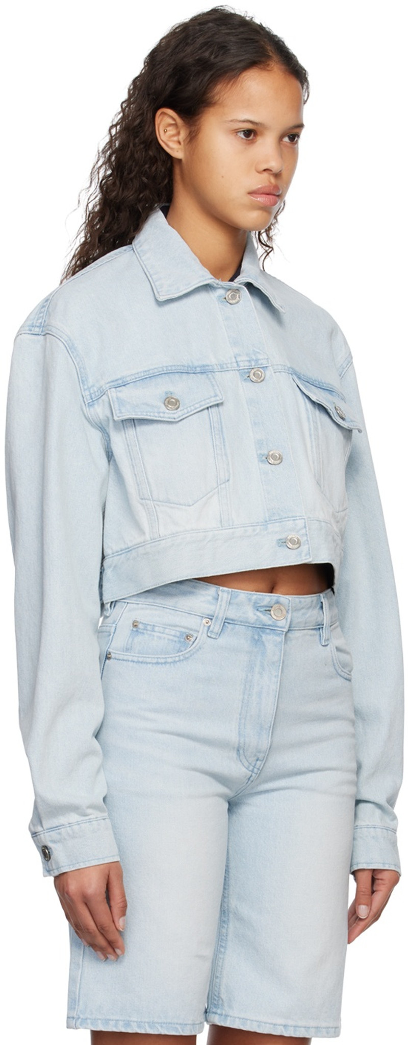 SYSTEM Blue Cropped Denim Jacket outlook