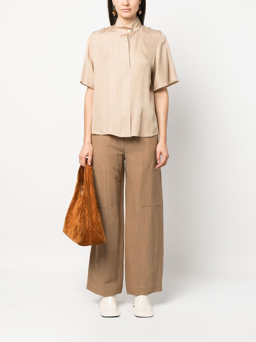one tone-patch wide-leg trousers - 2