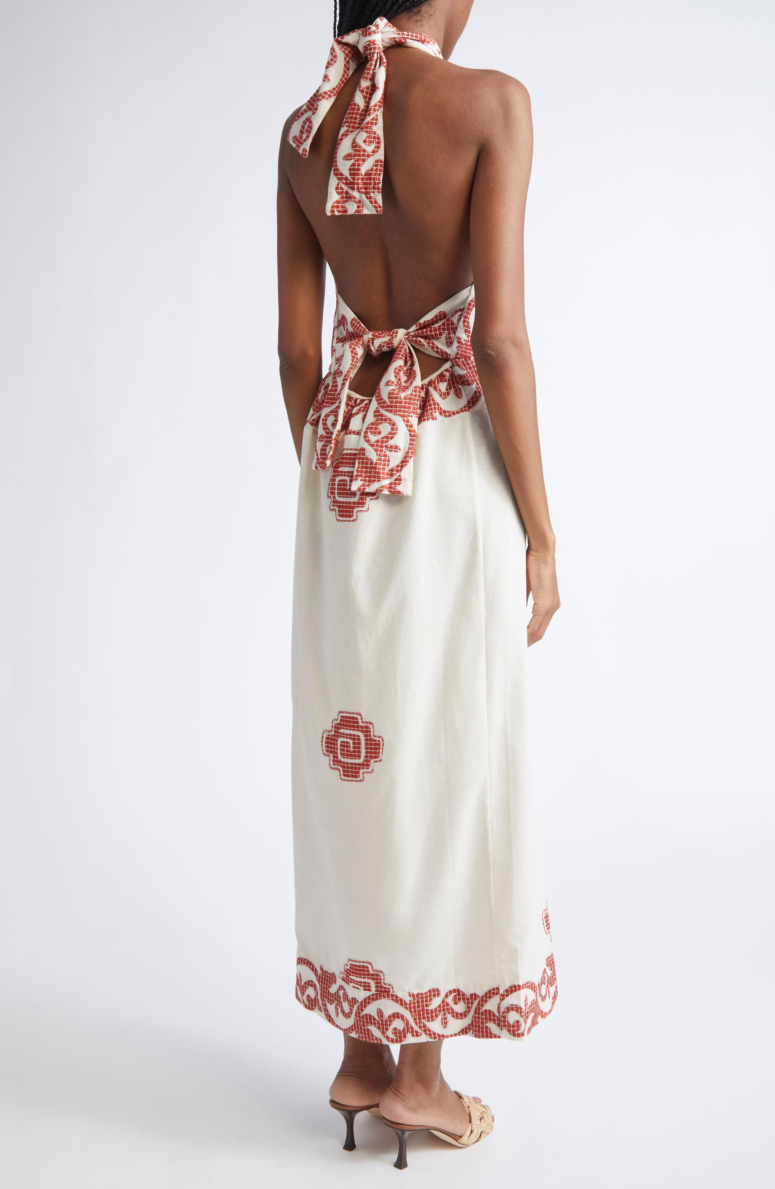 Johanna Ortiz Reinventing Cotton Halter Dress in Ecru/Red at Nordstrom - 2