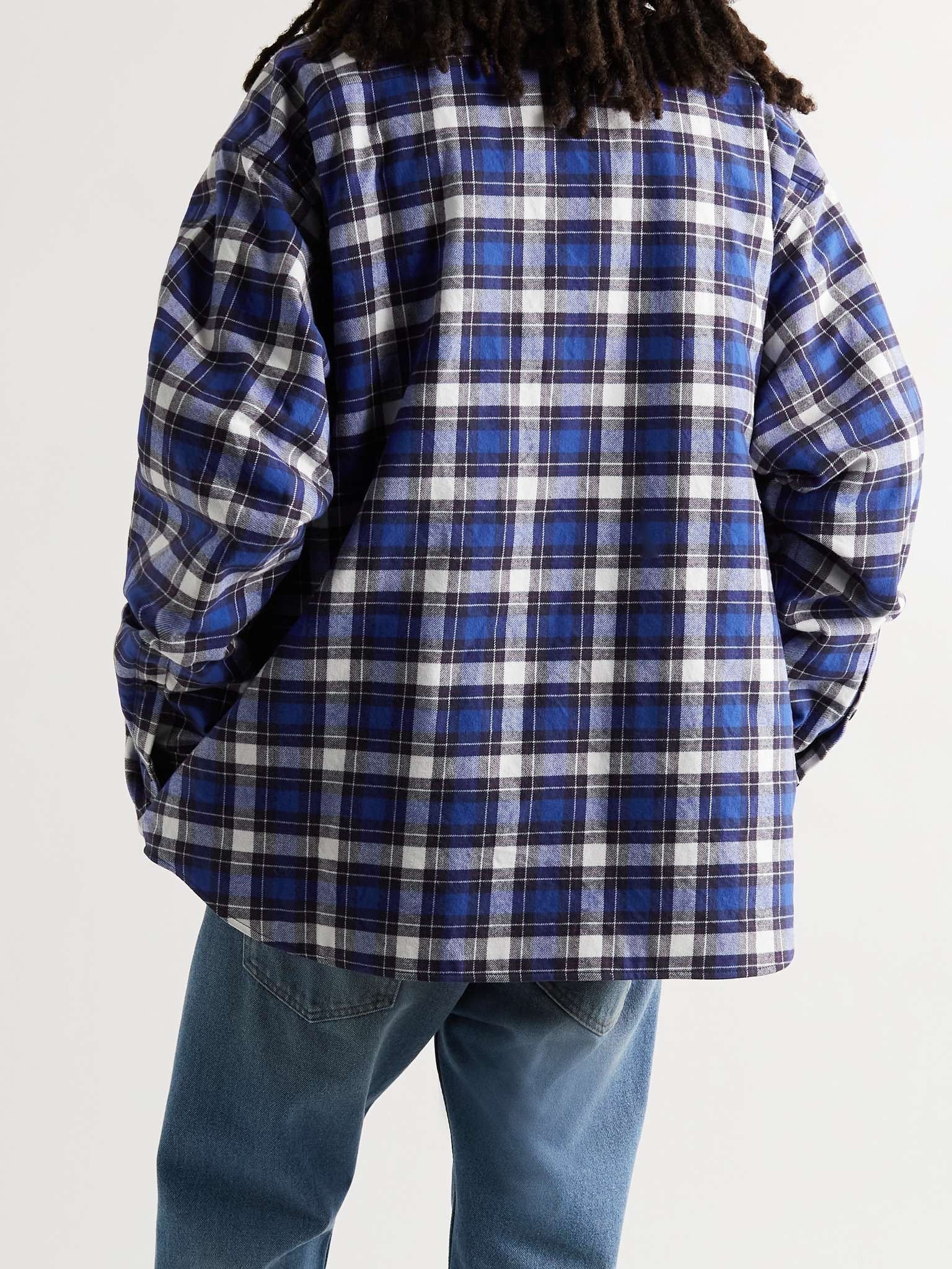 Padded Logo-Embroidered Checked Cotton-Flannel Overshirt - 4