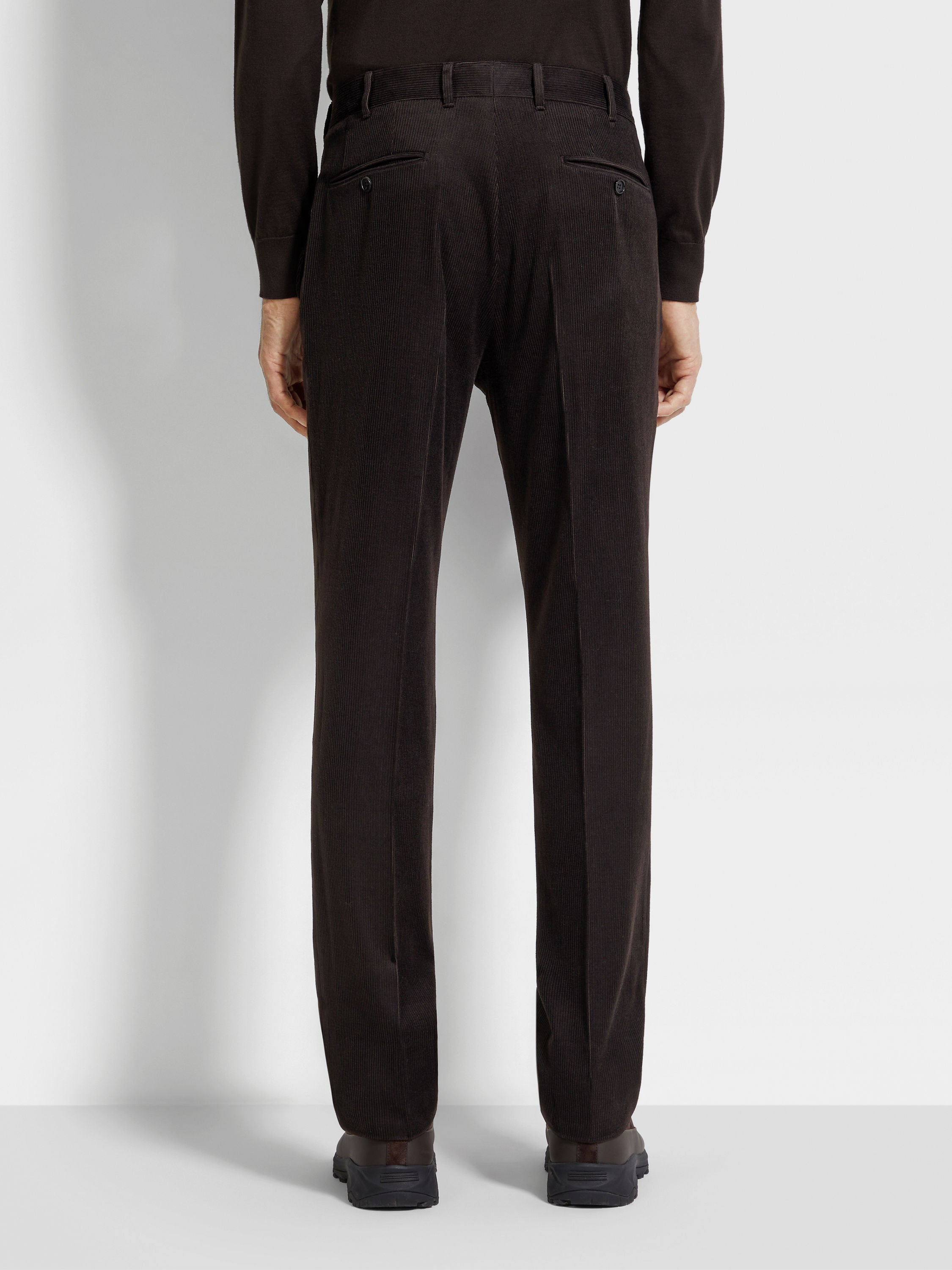 DARK BROWN CASHMERE WOOL AND SILK BLEND PANTS - 6