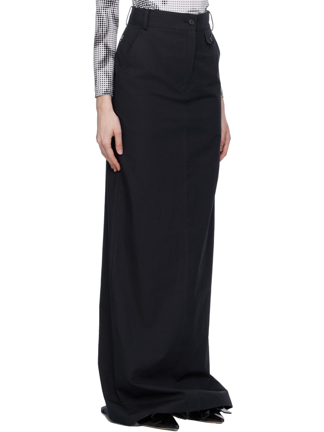 Navy Embroidered Maxi Skirt - 2