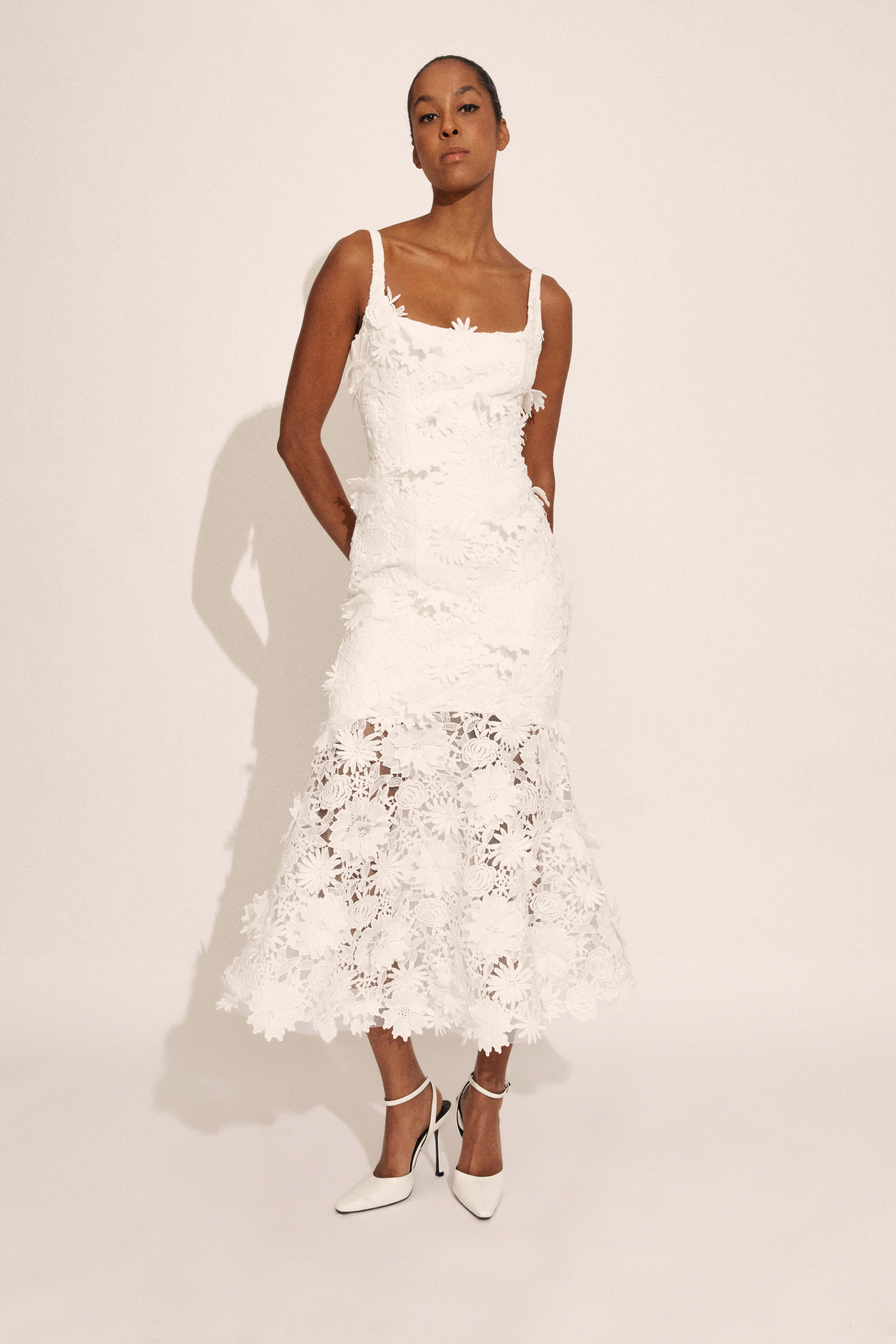 Marico Lace Midi Dress In Orchid White - 1