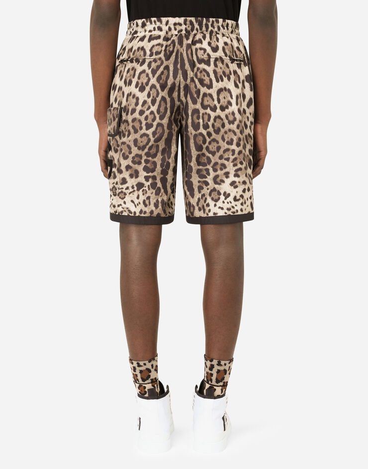 Leopard-print nylon shorts with DG patch - 3