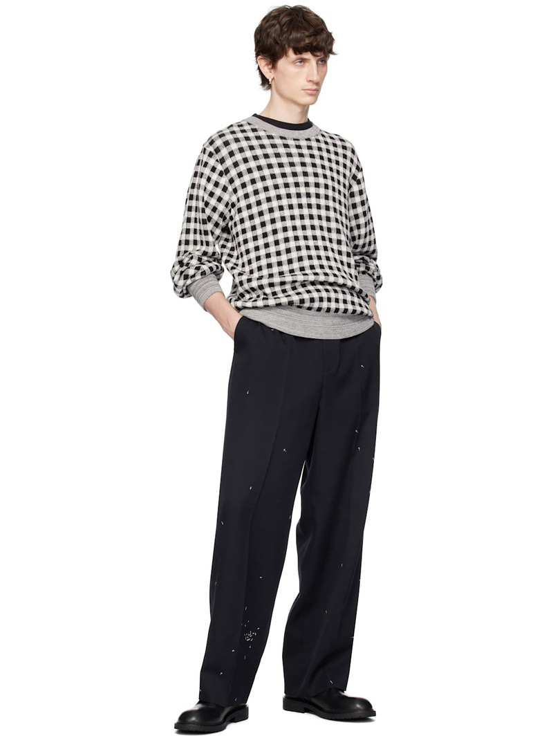 TAKAHIROMIYASHITA TheSoloist. Gray & Off-White Regular Fit Jacquard Crew Neck Sweater outlook