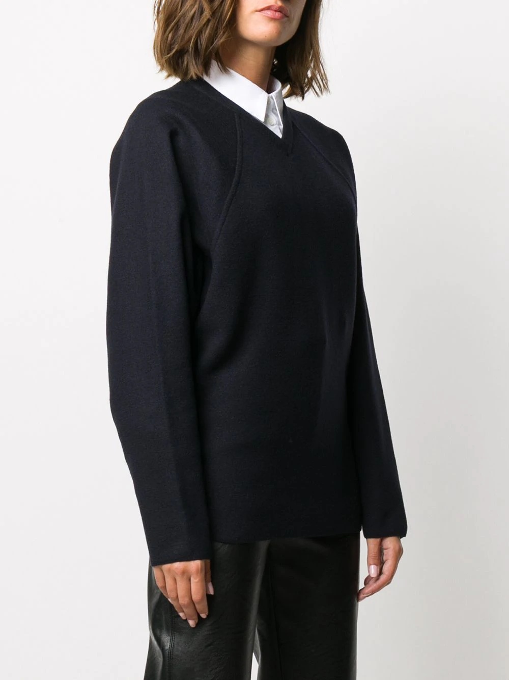 oversized V-neck raglan jumper - 3