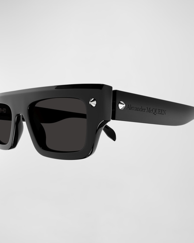 Alexander McQueen Men's AM0427SM Acetate Rectangle Sunglasses outlook