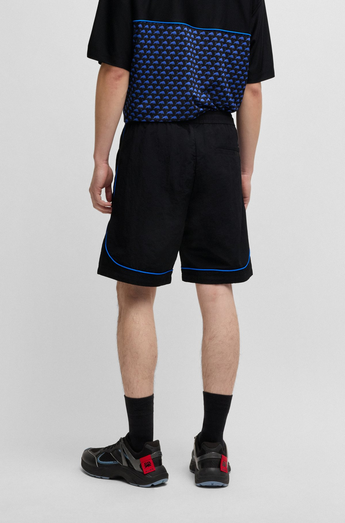HUGO X RB DRAWSTRING SHORTS WITH PIPING DETAILS - 4
