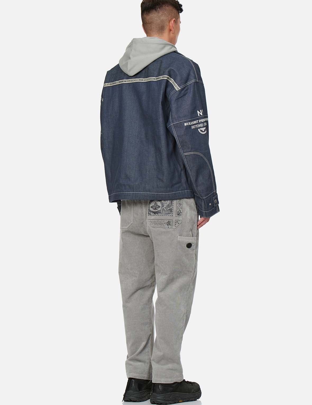 Contrast Stitching Padded Denim Worker Jacket - 6