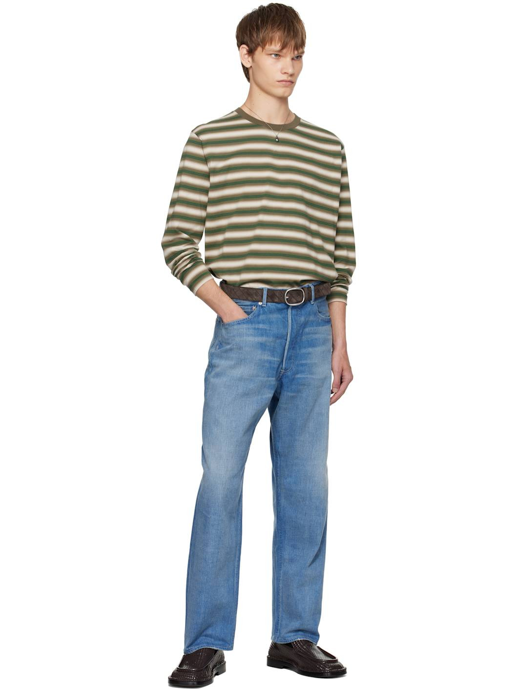 Brown & Green Gradient Stripe Jersey L/S T-shirt - 5