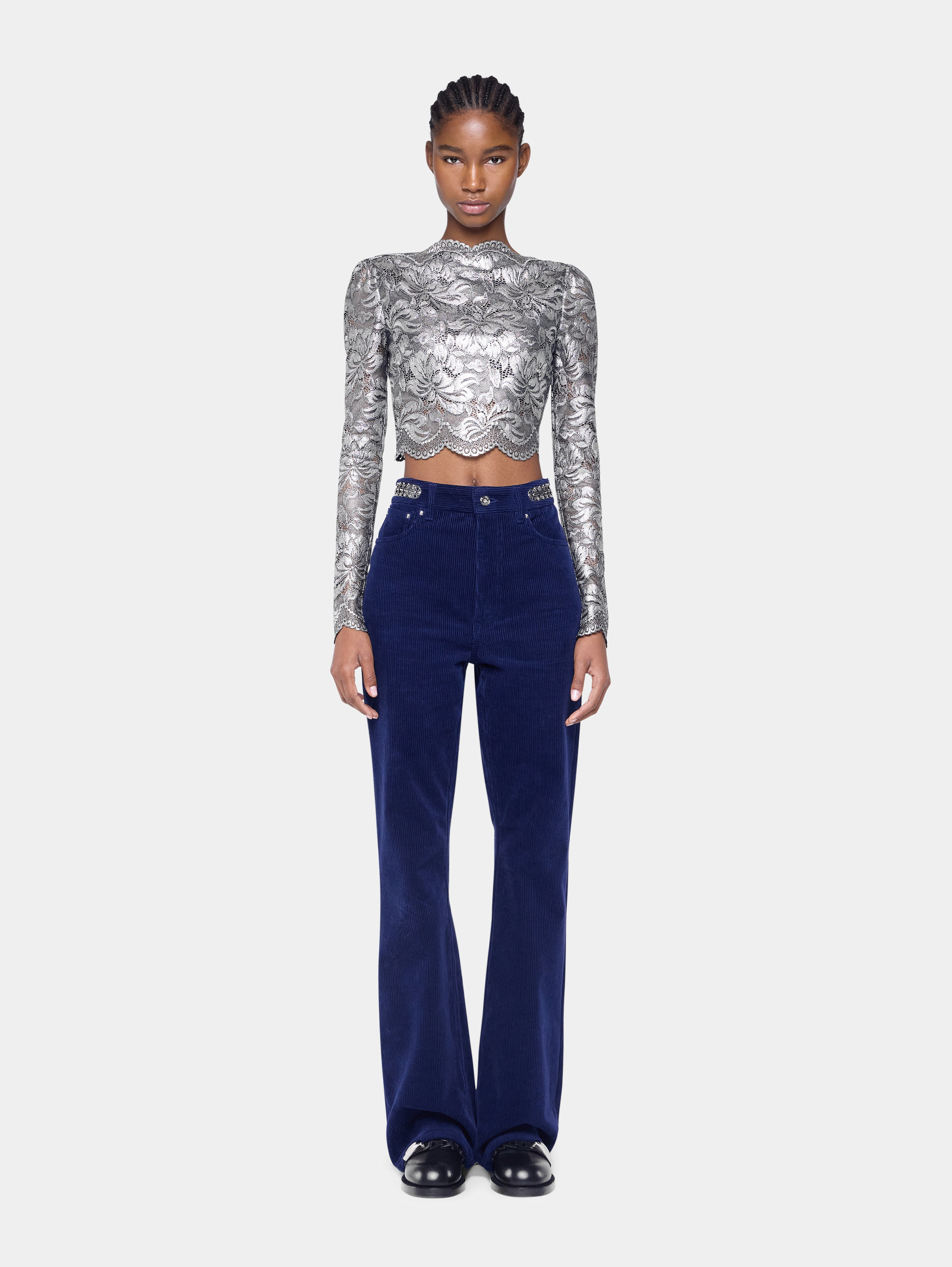 BAGGY PANTS IN VELVET WITH 1969 DISCS - 4