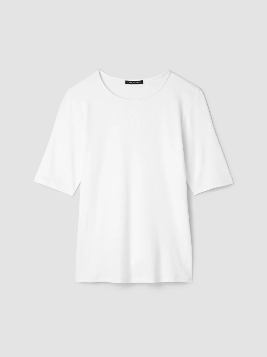 Organic Cotton Stretch Rib Crew Neck Tee - 1
