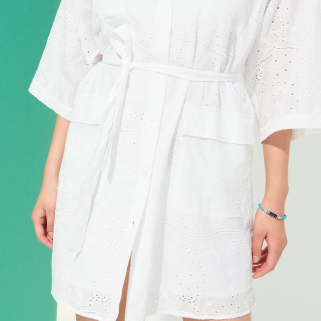 Women Cotton Shirt Dress Broderies Anglaises - 7