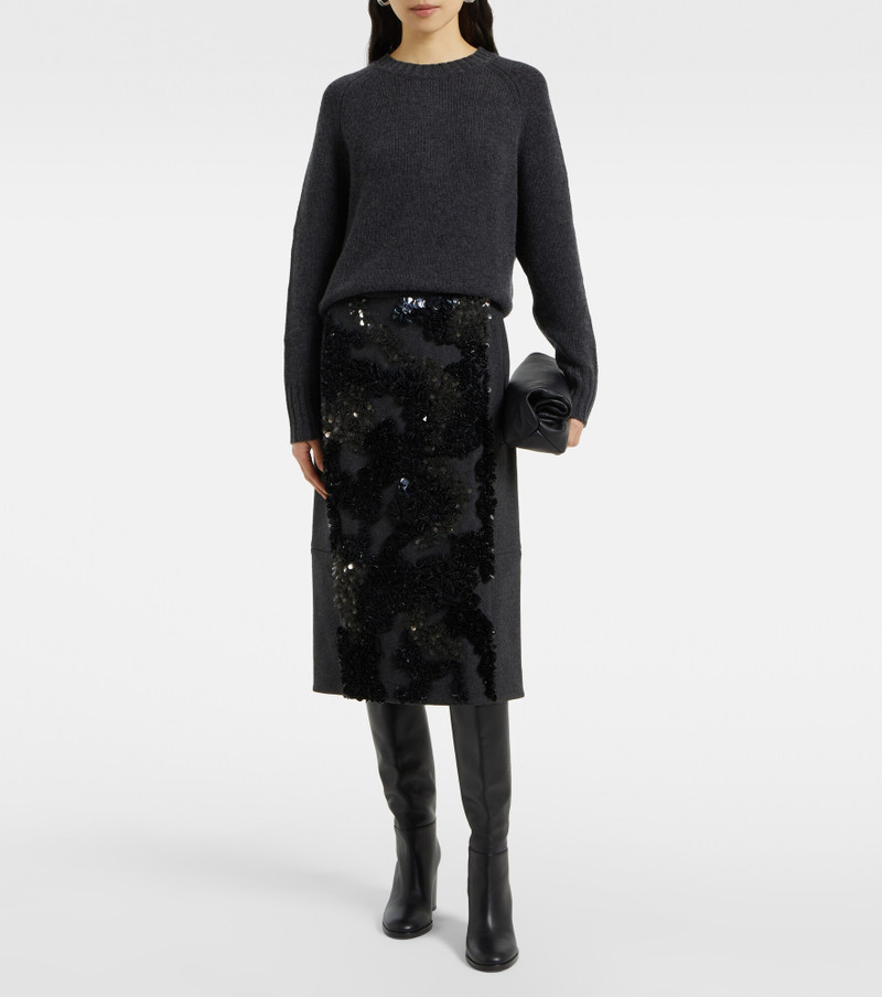 Plan C Sequined wool-blend midi skirt outlook