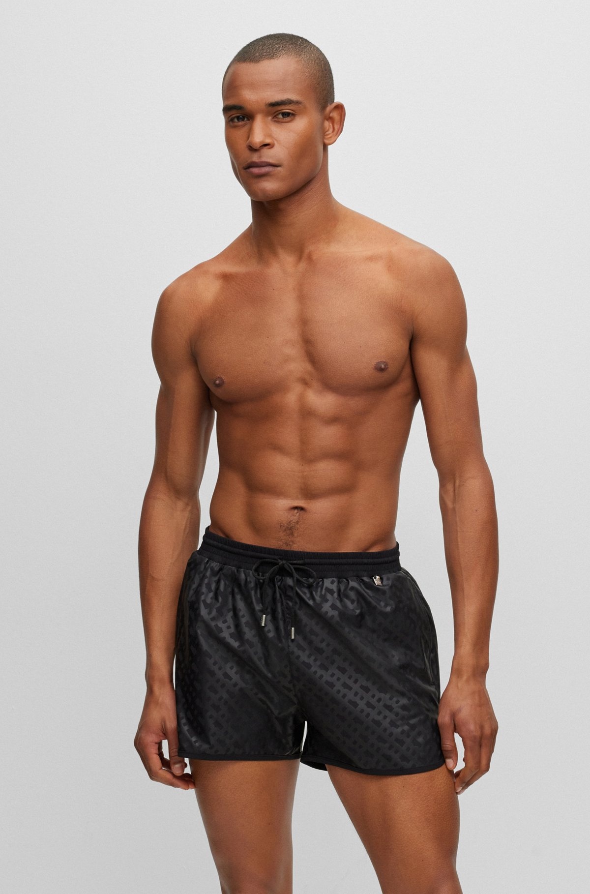 MONOGRAM-PRINT SWIM SHORTS IN QUICK-DRYING FABRIC - 2