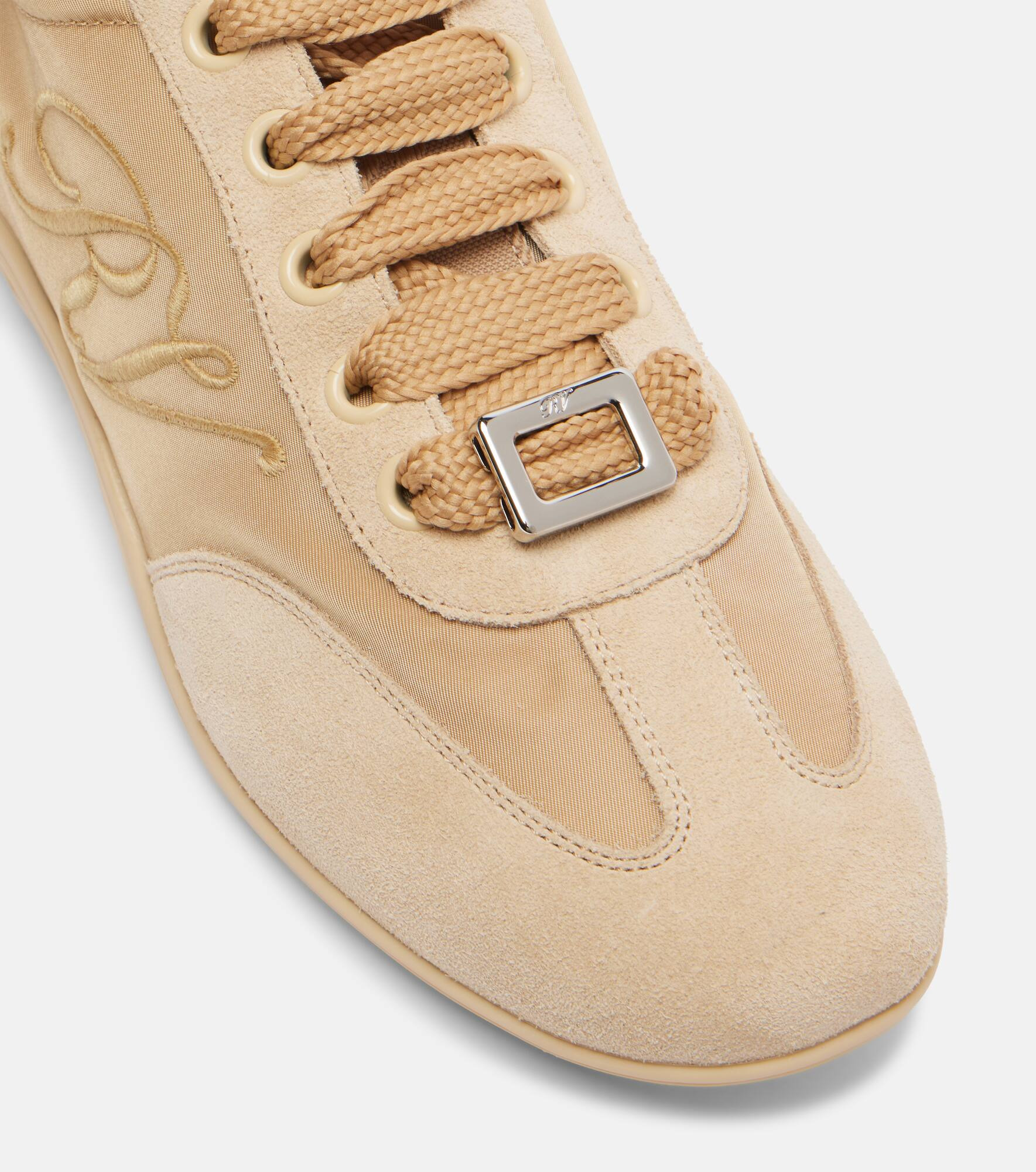 Viv Low leather-trimmed satin sneakers - 5