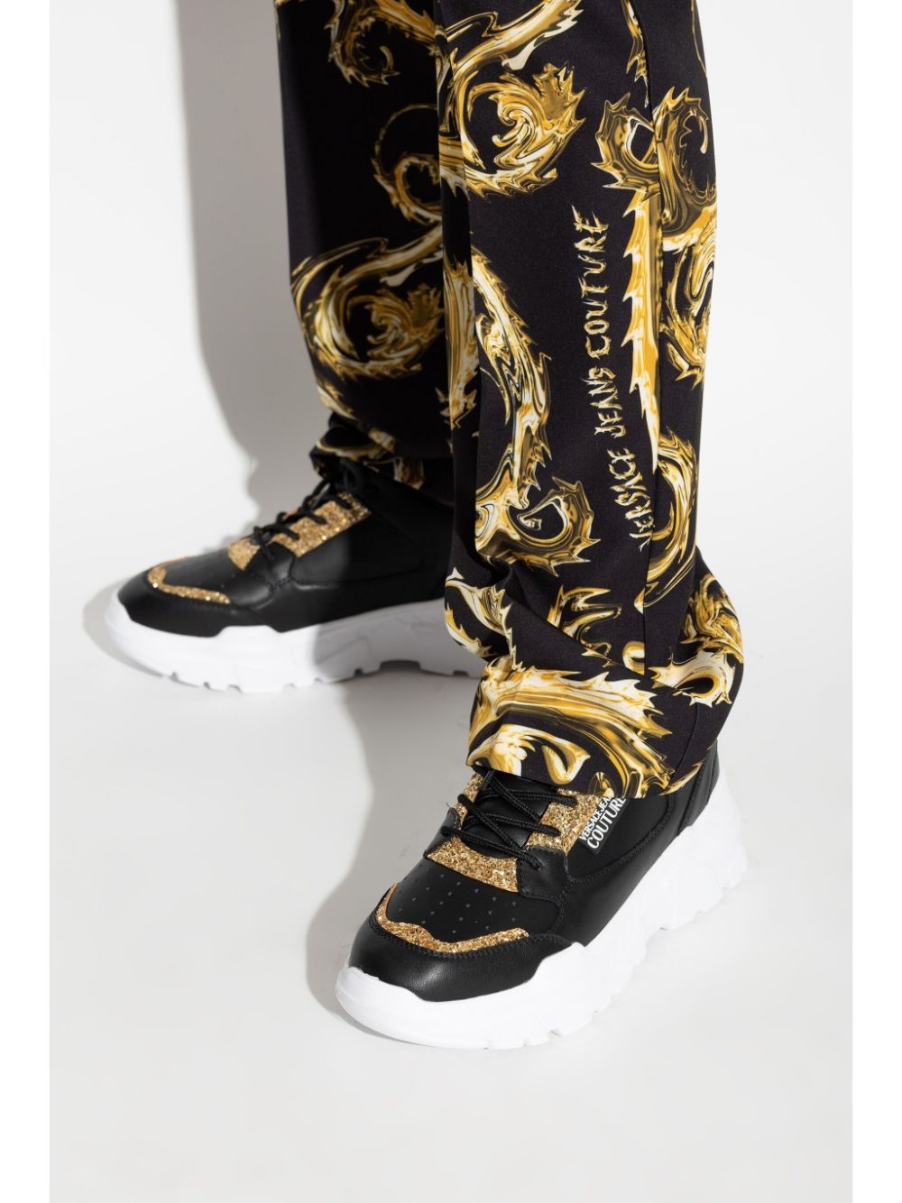 logo-patch glitter-detailing sneakers - 2