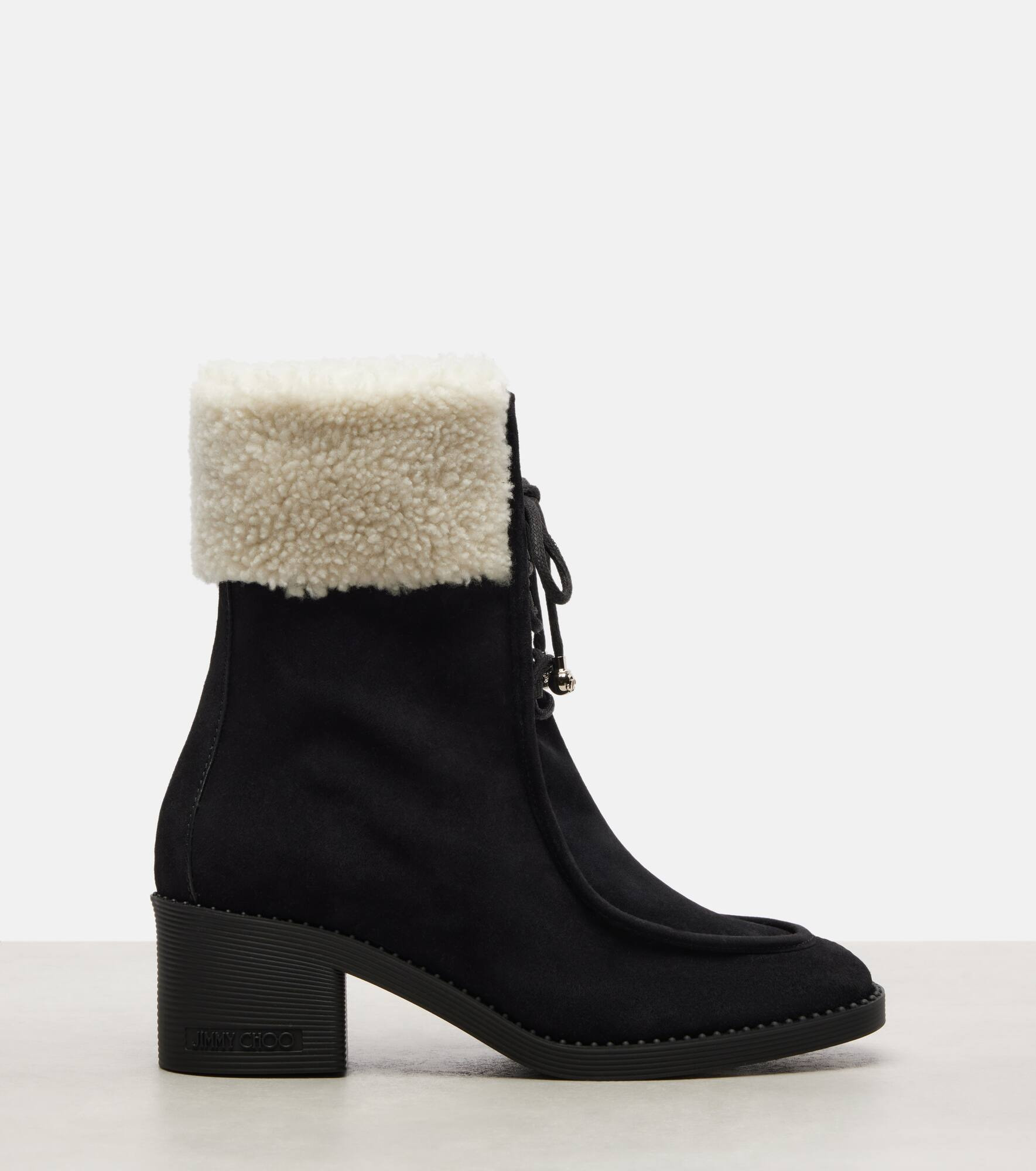 Hali 60 shearling-trimmed suede ankle boots - 4