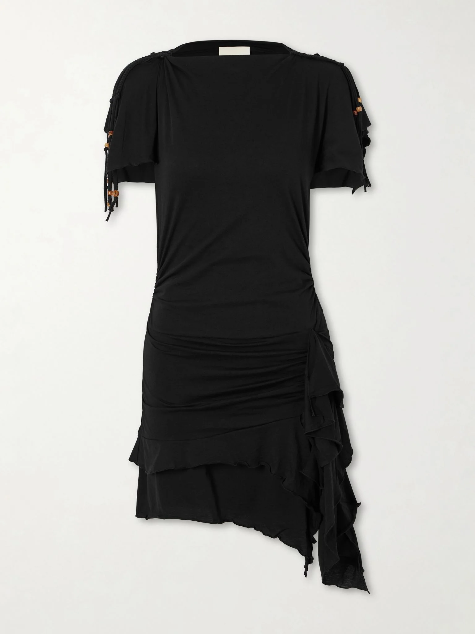Janick draped cotton-jersey mini dress Black - 1