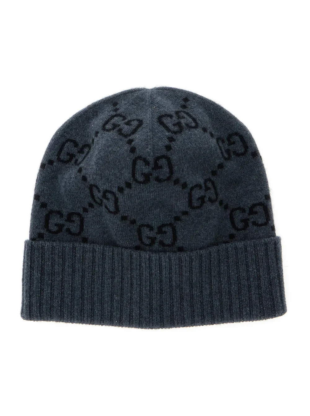 Gucci Men Hat 'Gg Jacquard' Gray With Brim And Cashmere Cuff Men - 1