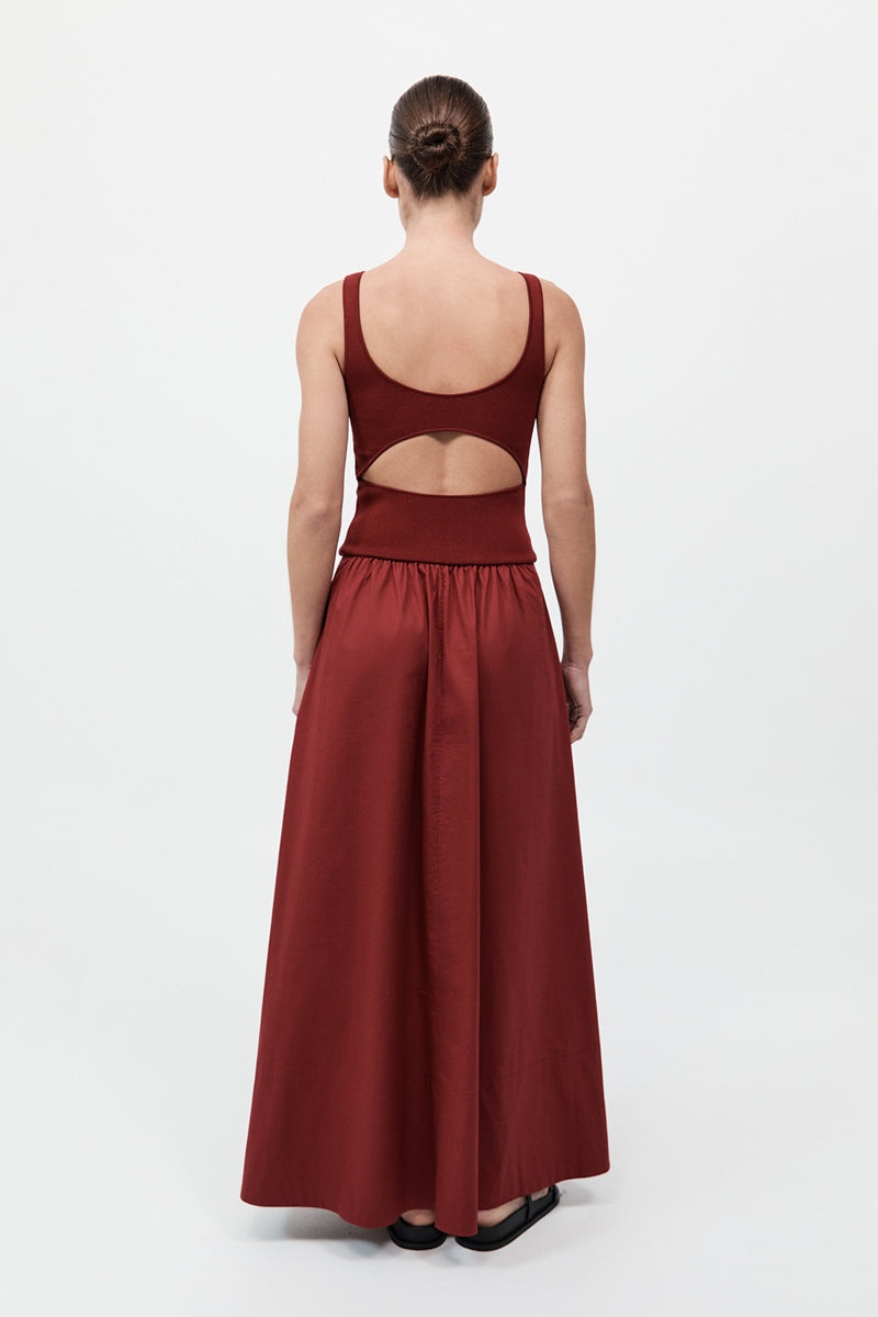 Bateau Cut Out Dress - Berry - 7