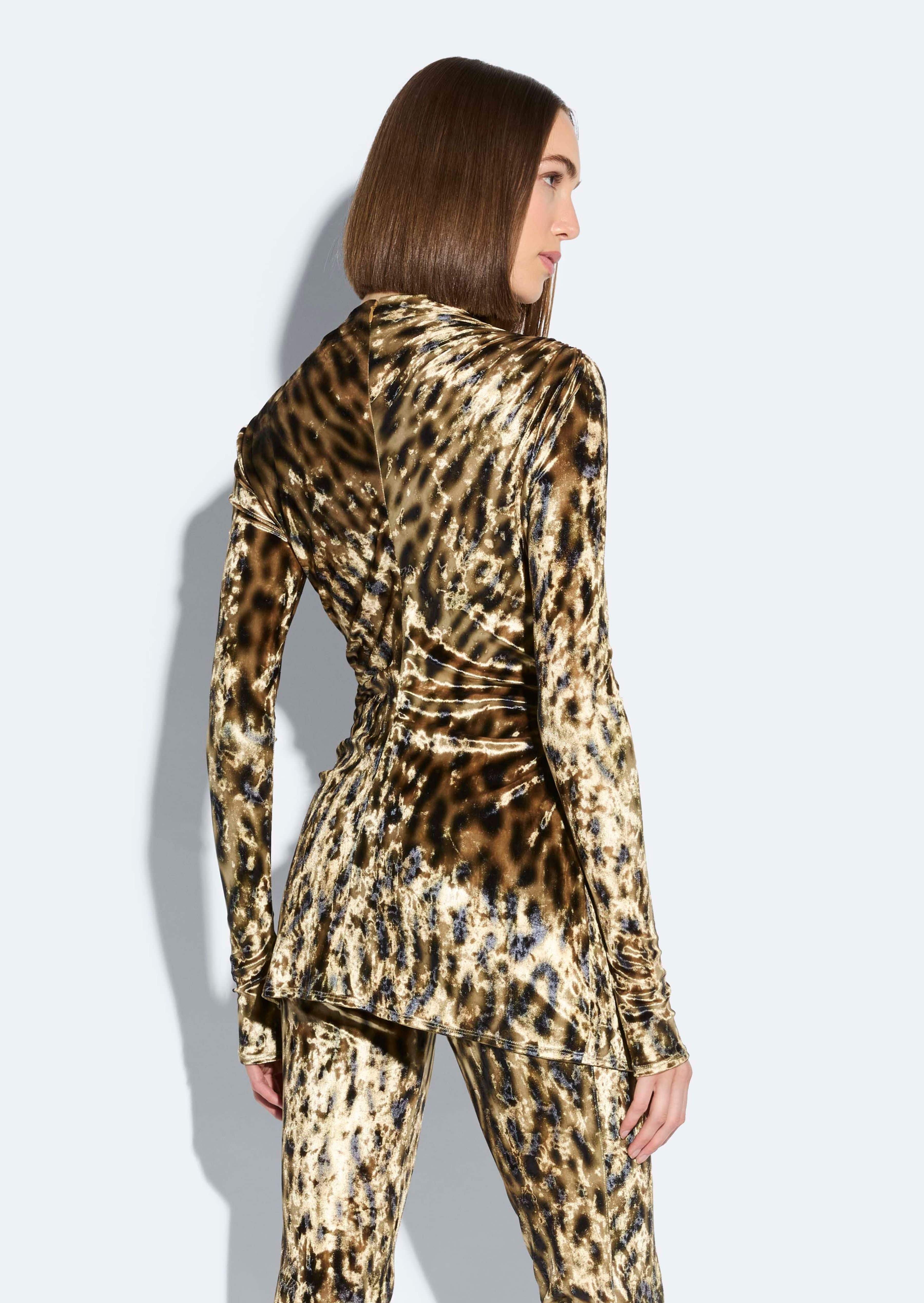 Velvet Leopard Draped Top - 3