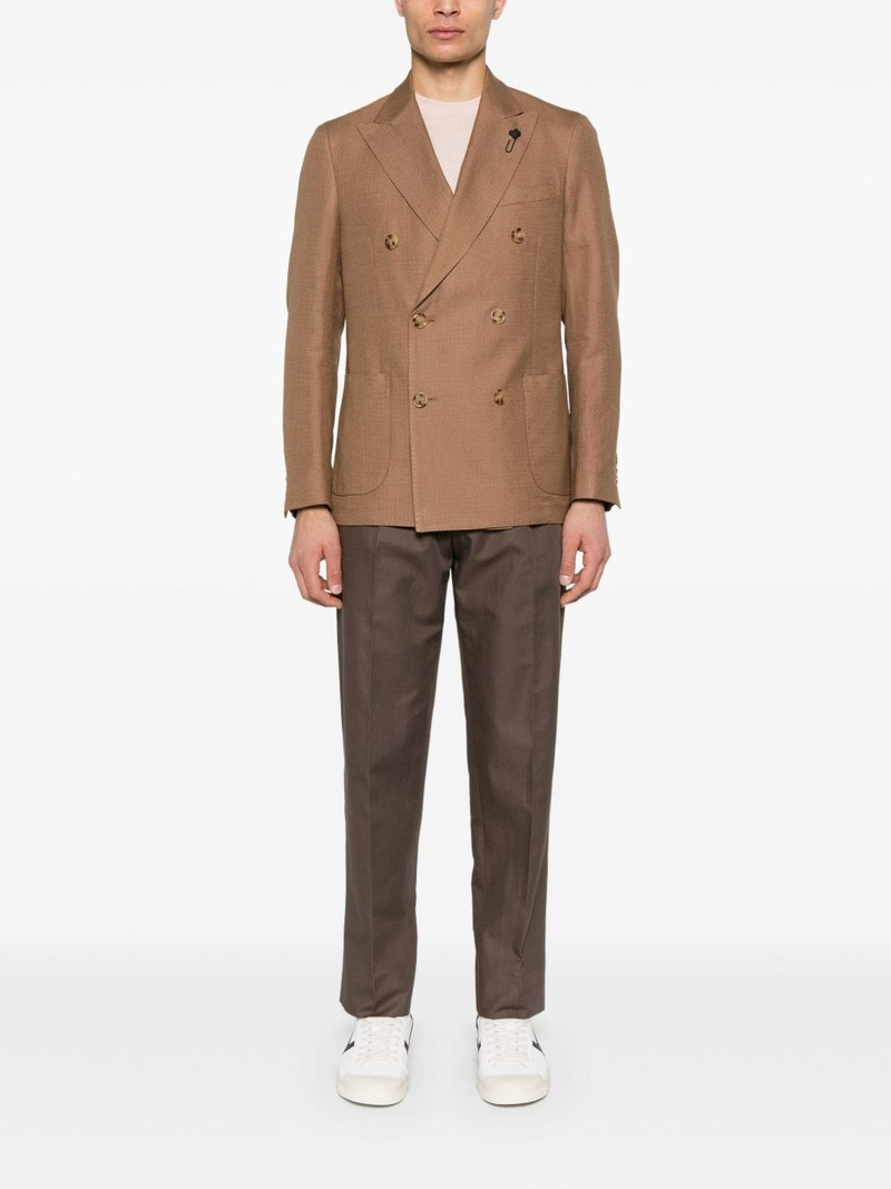 LARDINI brooch-detail blazer outlook