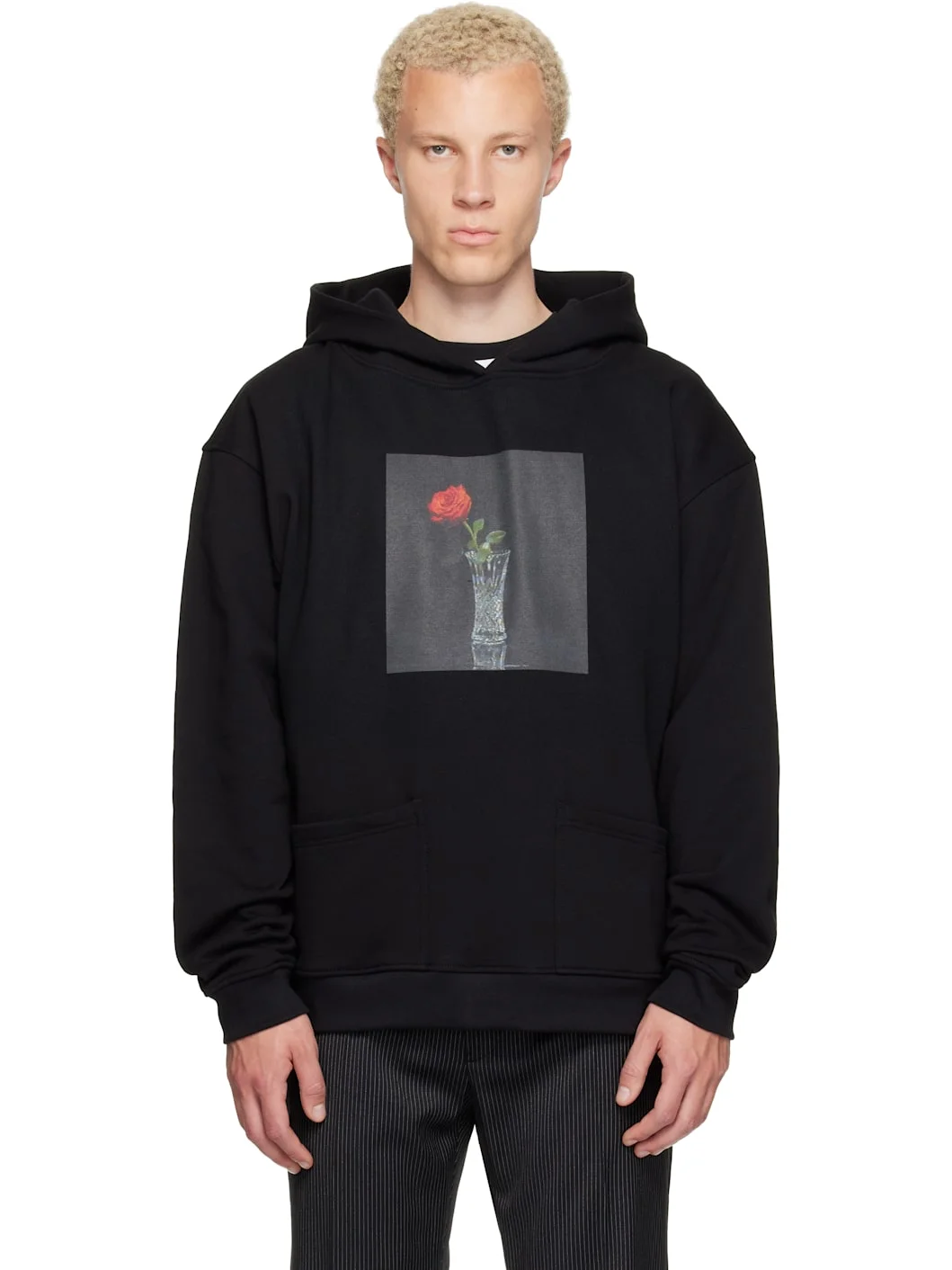 Black Rose Print Hoodie - 1