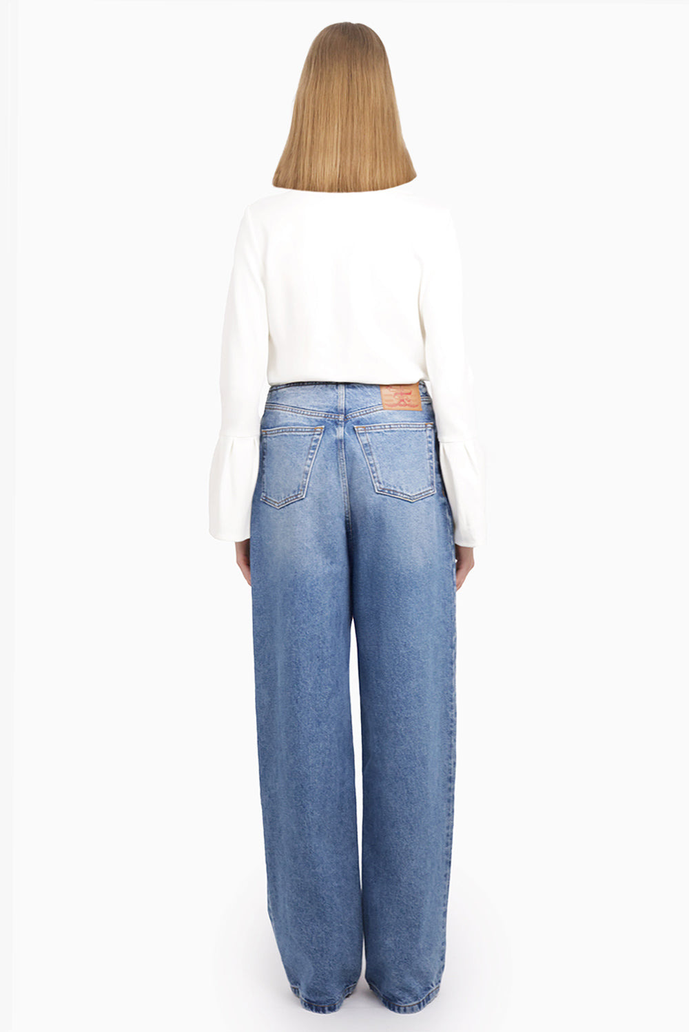 DENIM JEANS Y-BELT ARC CUT-OUT | FADED BLUE - 4