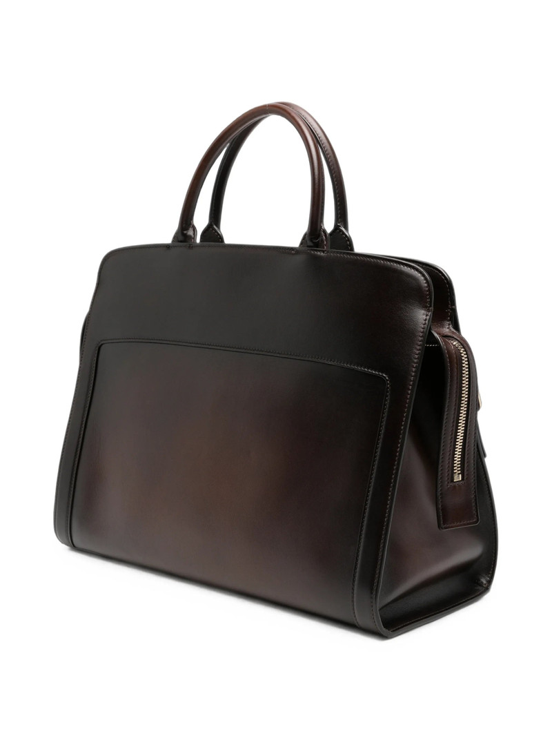 Santoni Burnished Leather Tote Bag 5
