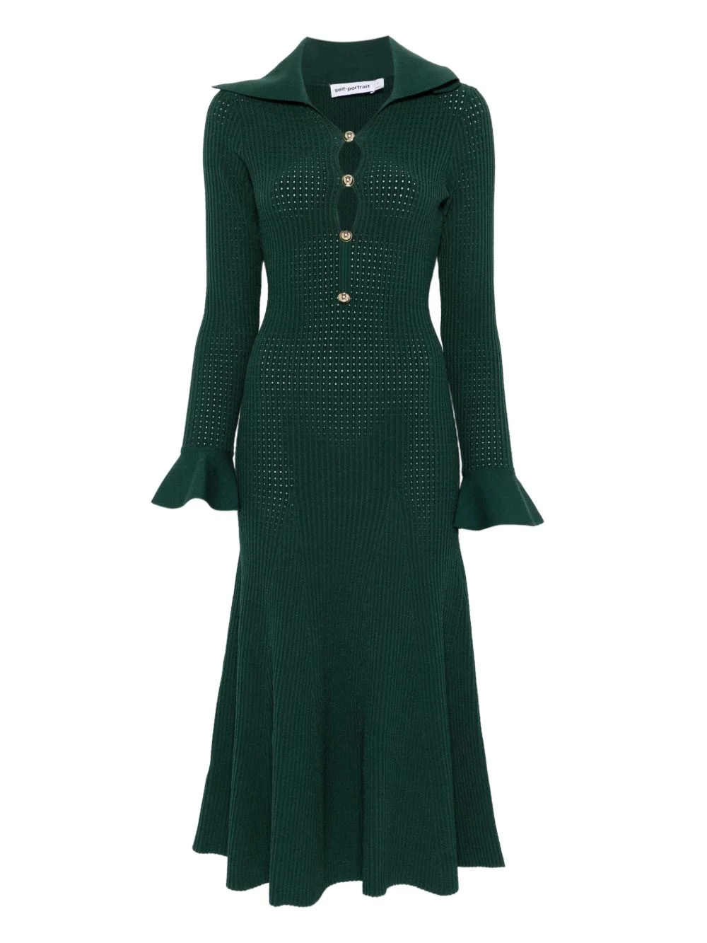 collared knitted midi dress - 1