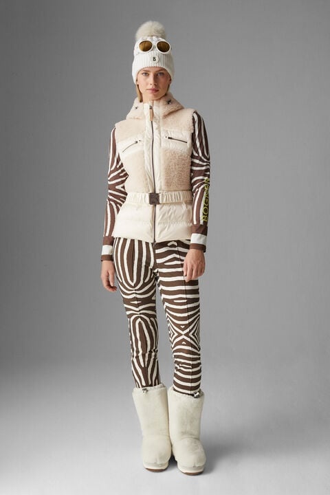 Minka lambskin and down vest in Off-white - 4