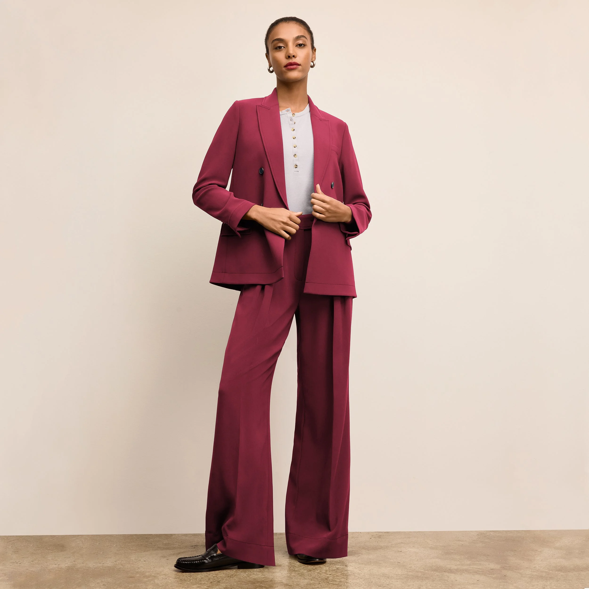 O'Hara Effortless Blazer - Everyday Crepe with Topstitch - 1