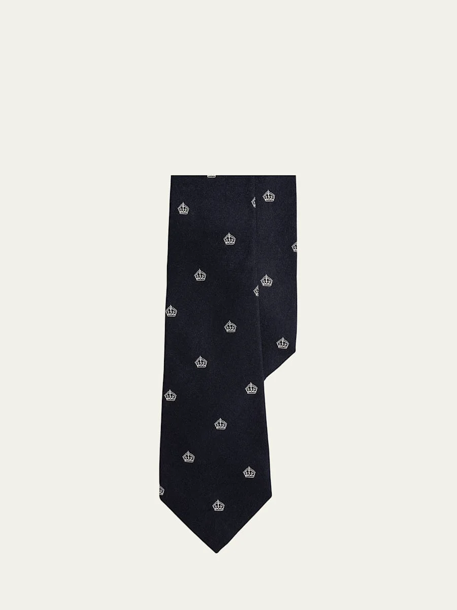 Men's Crown Club Silk and Cashmere Tie - 1