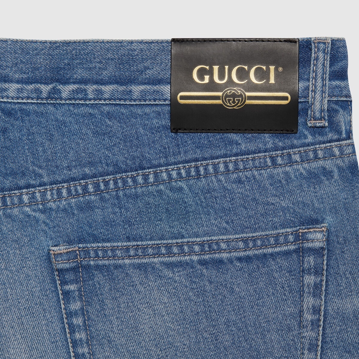 Washed organic denim pant with patch - 4