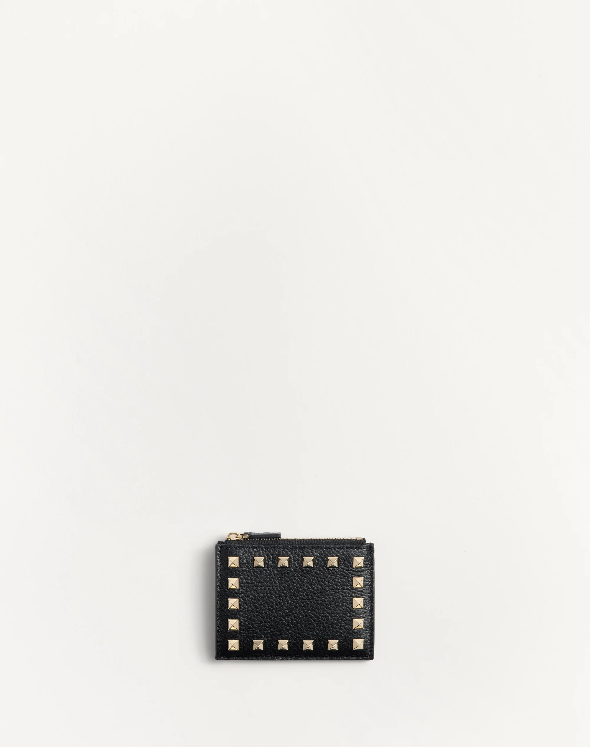 ROCKSTUD GRAINY CALFSKIN CARDHOLDER WITH ZIPPER - 1