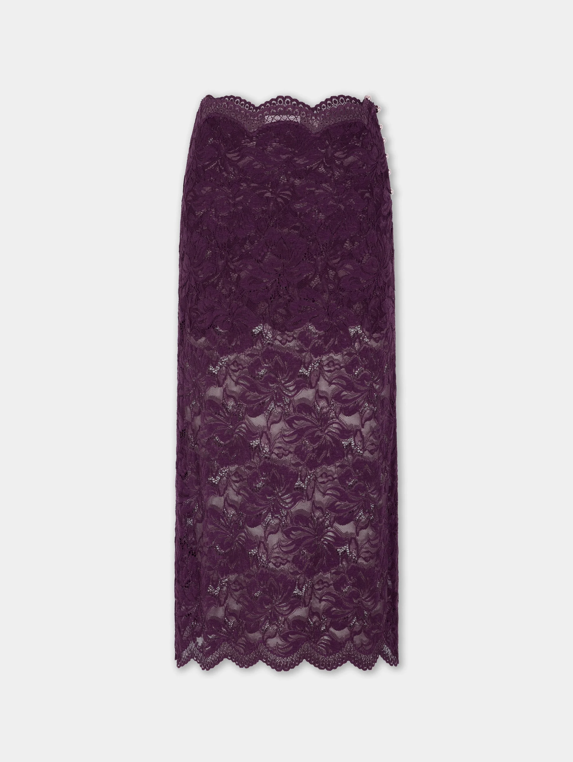 MIDI SKIRT IN MAGENTA LAYERED LACE - 1