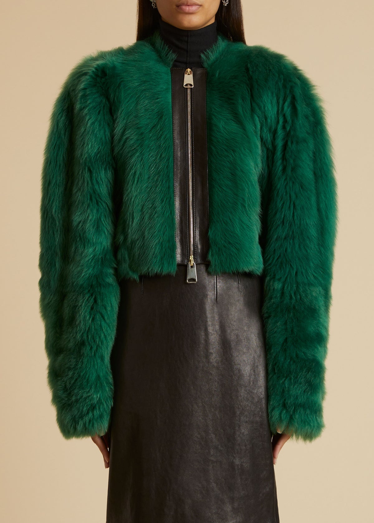 The Gracell Jacket in Forest Green Shearling - 2