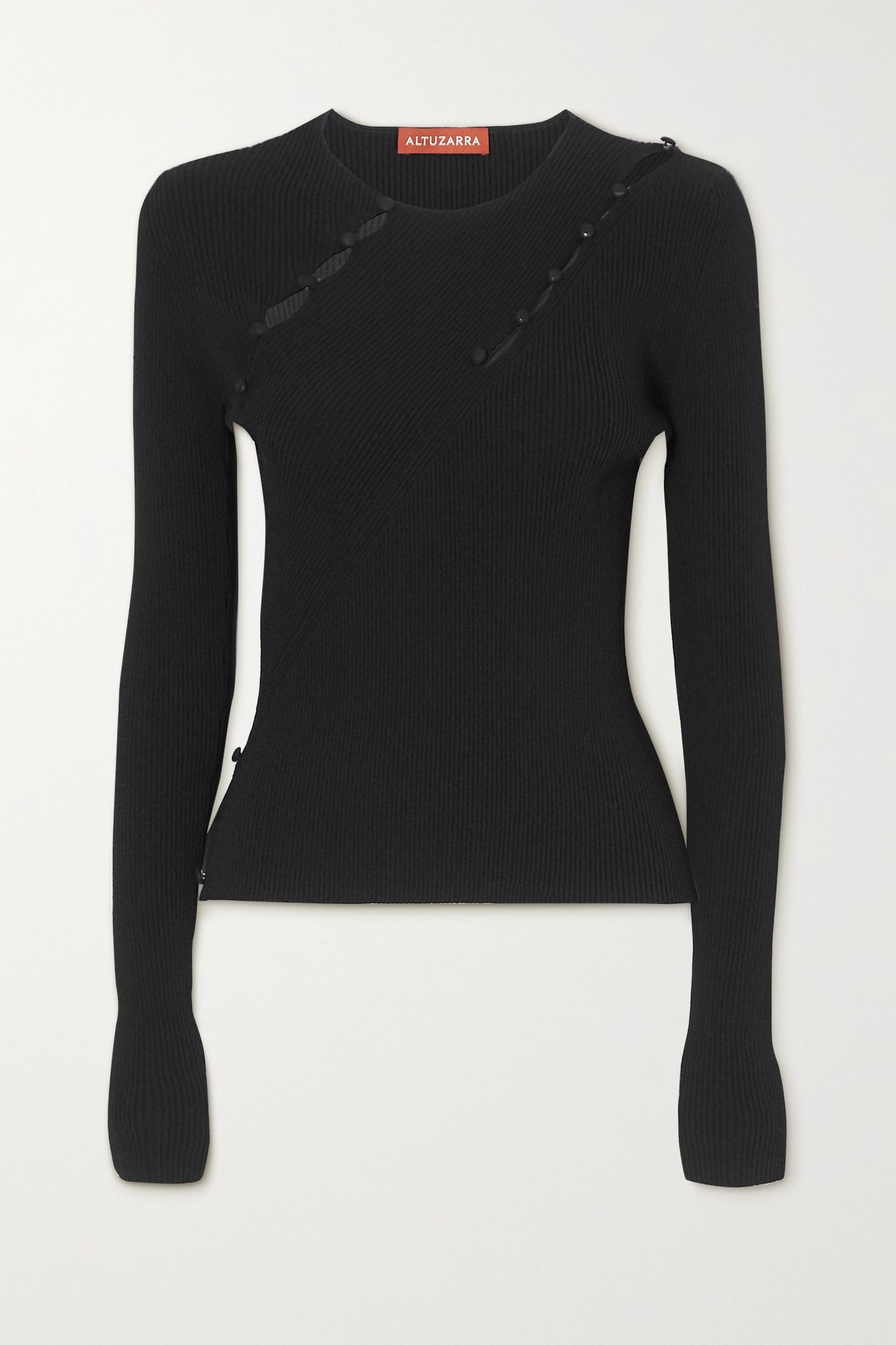 Margie button-detailed cutout ribbed-knit top - 1