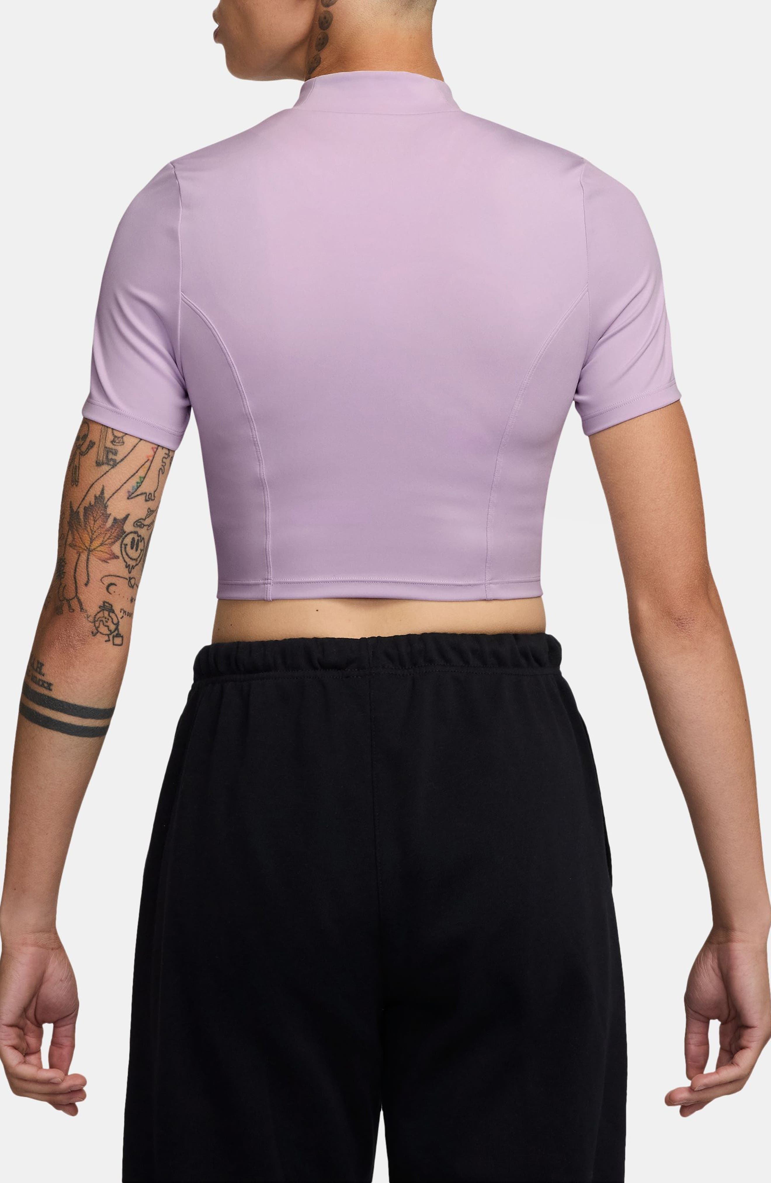 Jordan Mock Neck Crop Top in Doll/White at Nordstrom - 2
