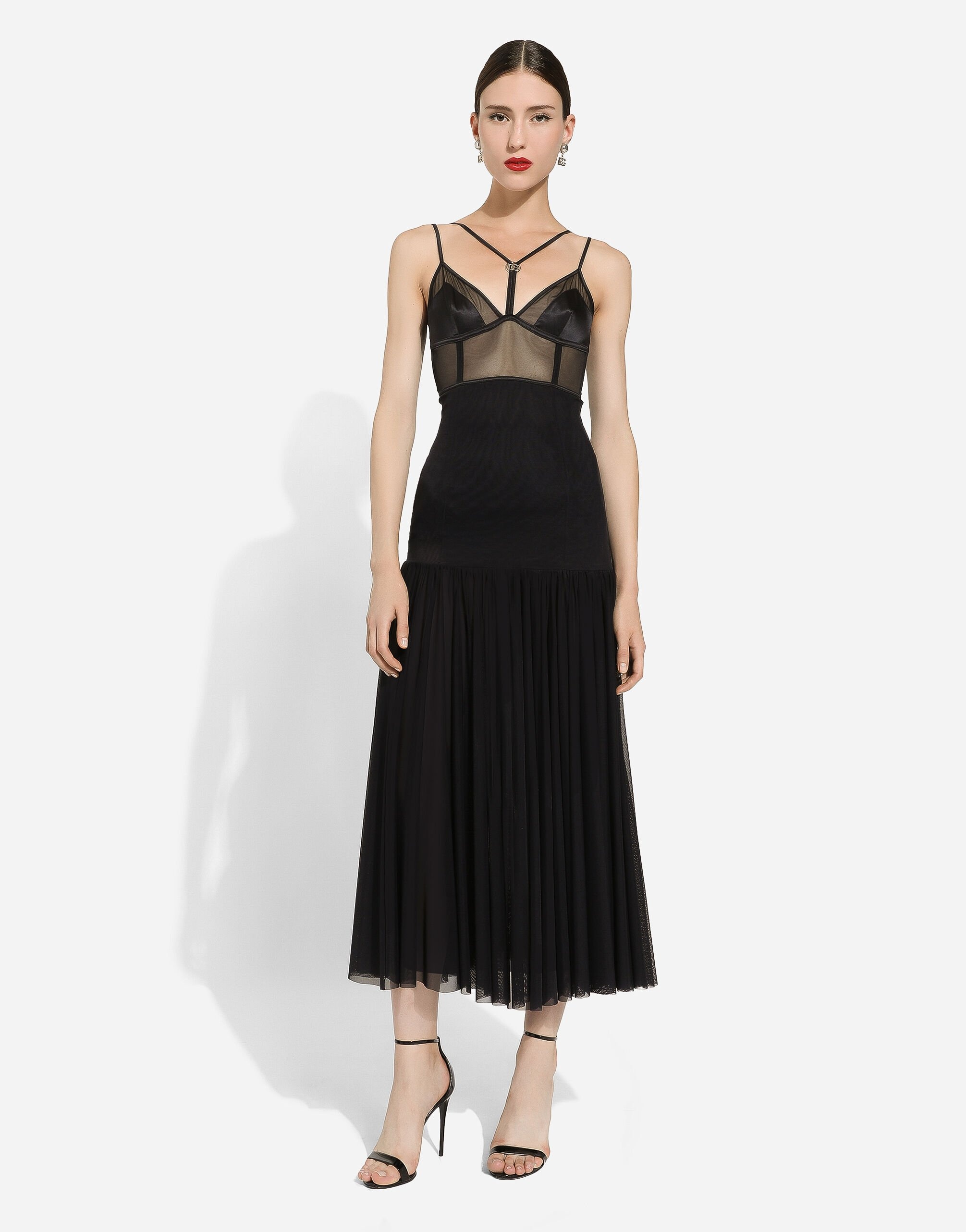 Tulle midi dress with lingerie details and the DG logo - 2