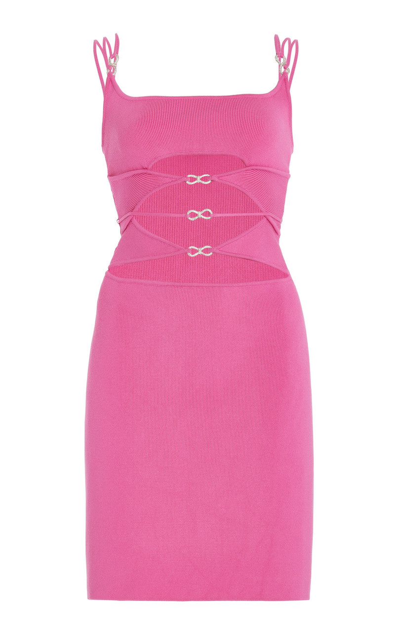 컷 아웃 세부 ribbed minidress - 1