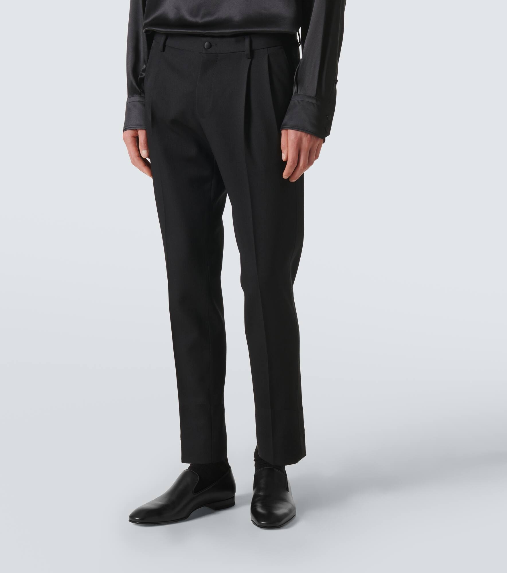 Wool-blend gabardine tuxedo pants - 3