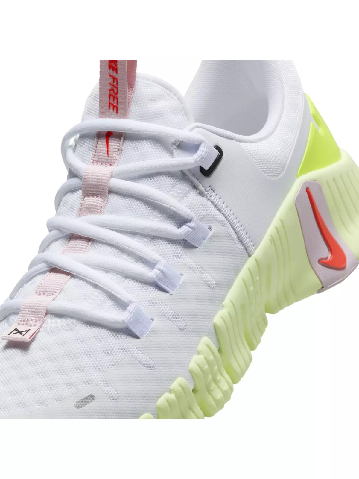 Free Metcon 5 "White/Barely Volt/Pink Foam/Bright Crimson" Women's Training Shoe - 7